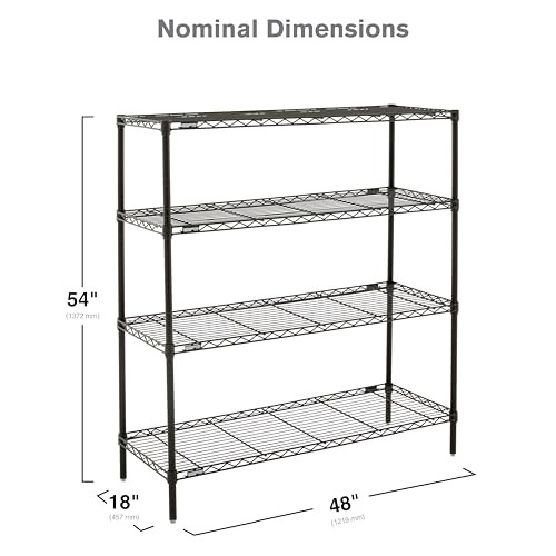  Professional's Choice Commercial-Grade NSF Shelving 18"W x 48"L x 54"H Black