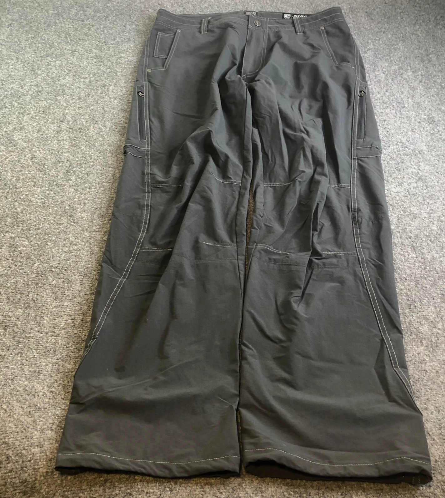 Kuhl Hiking Pants Mens 34x32 Gray Rock Performance Stretch Outdoors Nylon Cargo