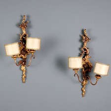 Appliques Antiche Legno Intagliato Laccato Dorato Italia XX Secolo Originali
