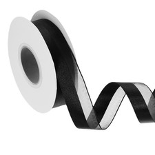 1 Inch x 25 Yd Organza Ribbon with Chiffon Satin Ribbon Edge Black
