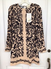 Sezane NWT’s “Robe Nicola” Black & Tan Long Sleeve Dress, Sz. 34(2).