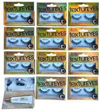 11 Pair Ardell TexturEyes Lashes 575 100% Natural Hair + Clear Lash Adhesive