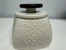 Jarrelle Guy Anthropologie Butter Keeper Crock Bell French Ceramic Wood Top