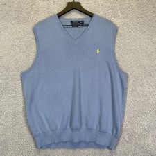 Polo Ralph Lauren Men's XL Light Blue Pima Cotton V-Neck Sweater Vest