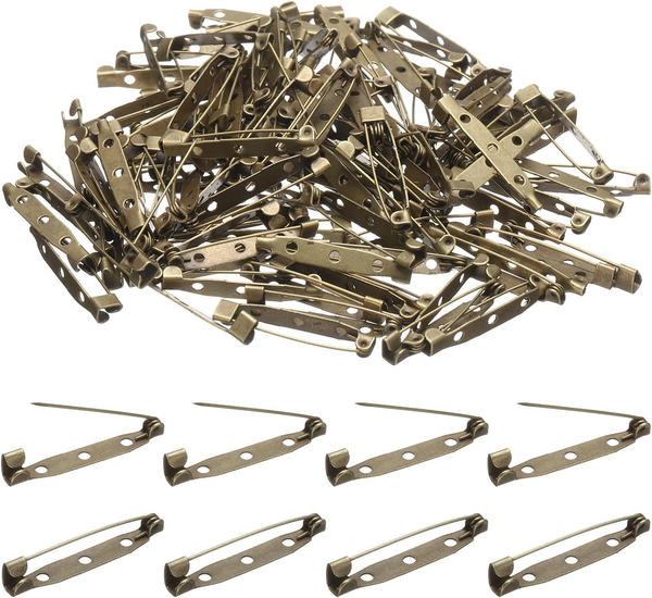 120 Stk. Sicherheitsnadel 35Mm Bronze Broschenverschluss Pins RüCkenverriegelung-image
