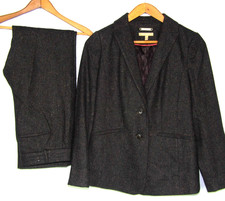 TALBOTS Wool Blend 2 Piece Brown Speckled Pant Suit Women's Jacket sz. 4
