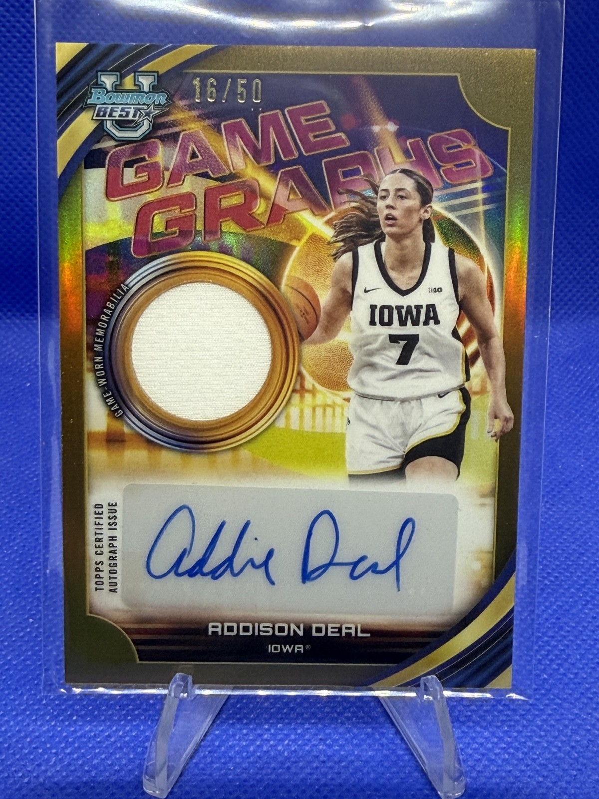 2025-26 Bowman University Best - Game Graphs Addison Deal #GG-AD Gold Refractor