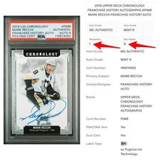 2019 Upper Deck Chronology Franchise History MARK RECCHI PSA/DNA Auto 9 POP 1