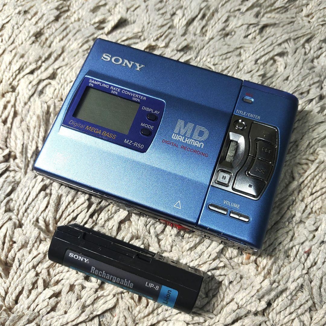 ポータブルプレーヤー MZ-R50 Sony Mz-R50 Portable Minidisc Recorder Blue Md Player