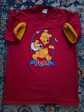 T-shirt girocollo vintage anni 90 Winnie the Pooh rossa rossa manica a contrasto taglia L