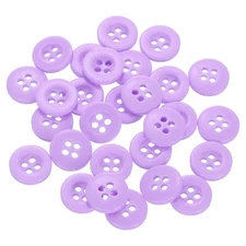 60pcs 18L Sewing Buttons 15/32" Resin Round Flat 4-Hole Craft Buttons, Purple