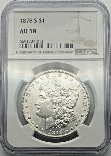 1878-S Silver Morgan Dollar Coin AU 58 NGC Certified Key Date