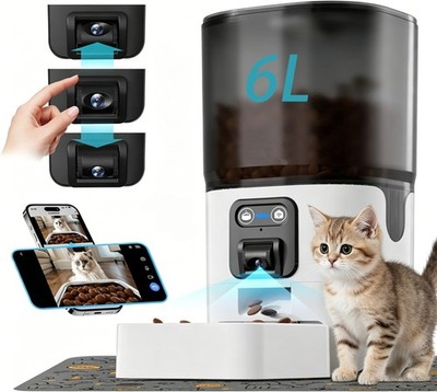 Automatic Cat Feeder Adjustable Two-Way Audio 2.4G WiFi Pet Feeder With Camera