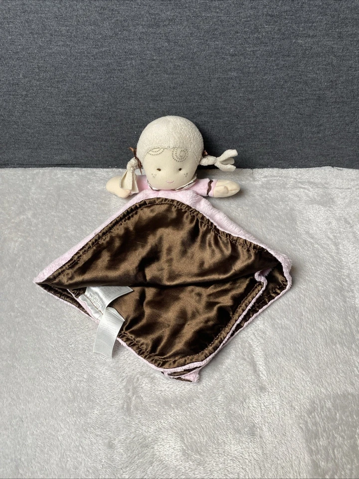 Carters Dulce Bebé Niña Lovey Muñeca Sonajero Rosa Marrón Satinado Seguridad Manta Juguete Foto 4 de 4