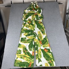 Cynthia Rowley Tropical Leaf Print Halter Jumpsuit/Romper