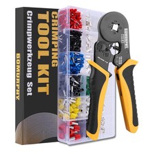Ferrule Crimping Tool Kit with Wire Connectors, AWG24-8 Sawtooth Self-Adjusta...