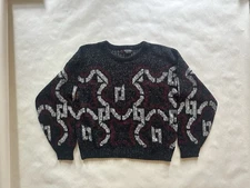 VTG Scandia Geometric Grey Sweater Mens XL Grandpa Cotton Crewneck Made In USA