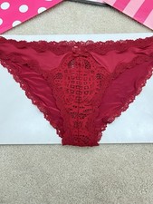 VTG L Victoria  s Secret Dream Angels RED Satin Lace Cheekini Panties Rare LARGE
