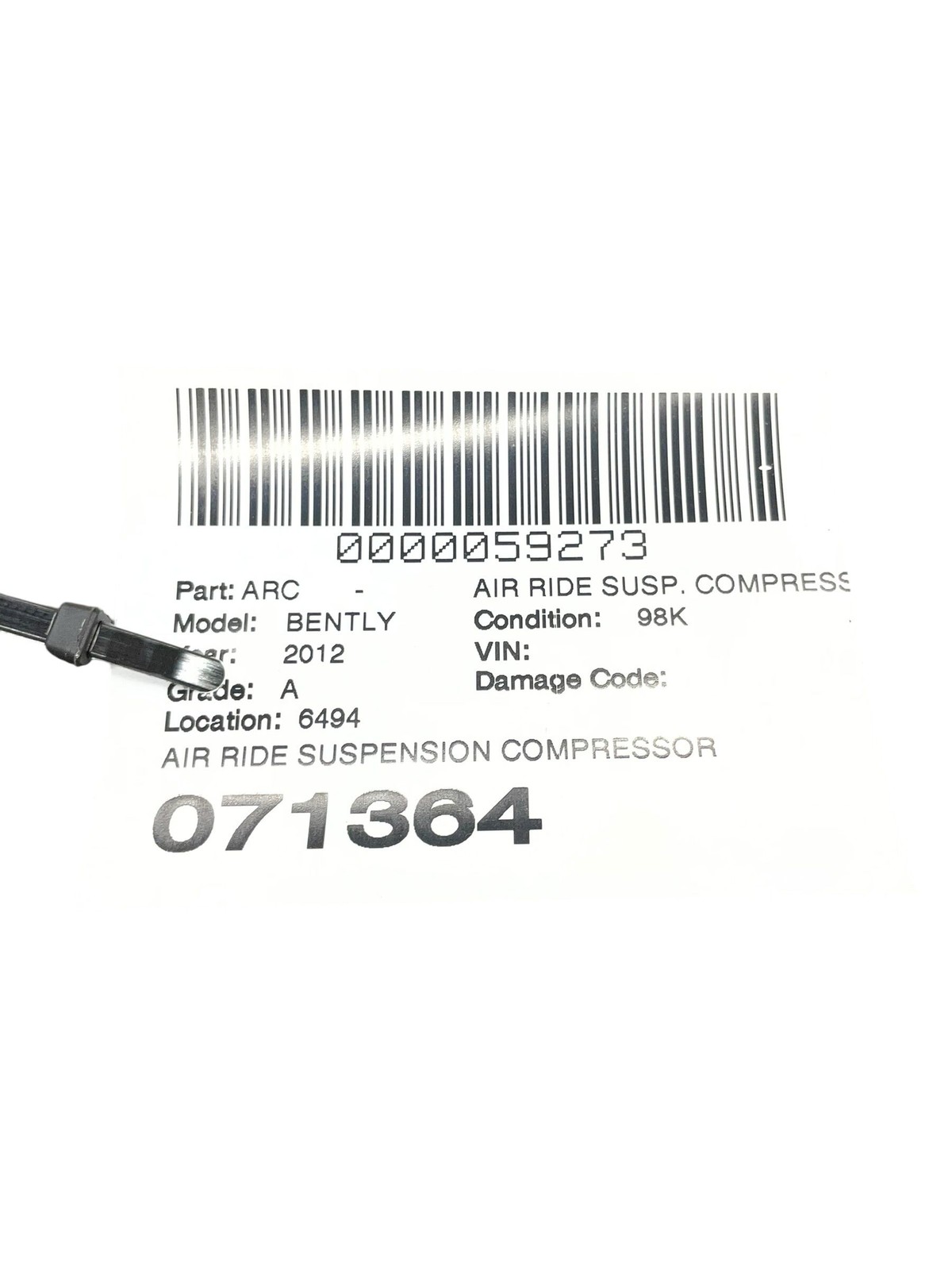 2011-2018 Bentley Continental Oem AIR RIDE SUSPENSION COMPRESSOR PUMP 3D0616005