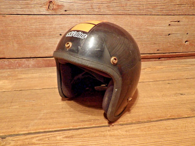 Vintage 1970s Ski-Doo Snowmobile Helmet Size Medium Black with Stripe blizzard