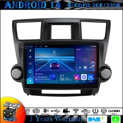 9'' Android 14 Head Unit GPS SATNavi Radio Carplay DAB für Toyota Highlander 07-13