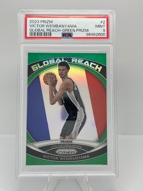 2023 Panini Prizm #2 - Victor Wembanyama - Global Reach Green - PSA 9 - Rookie