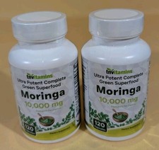 Organic Moringa Powder 10,000 mg Green Superfood 120 Capsules NEW SEALED BOTTLE
