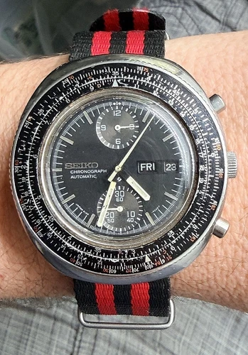 VINTAGE April 1973 SEIKO CHRONOGRAPH CALCULATOR 6138 - 7000 SLIDE RULE 43.5mm