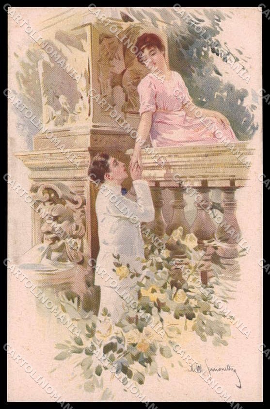 Illustratori Artista Firmato Simonetti Romantico Coppia Lady Serie 292-2 pz ZG5992