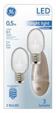 GE Lighting 14150 0.5 Watt Candelabra E12 C7 Soft White Night Light LED Bulbs 2