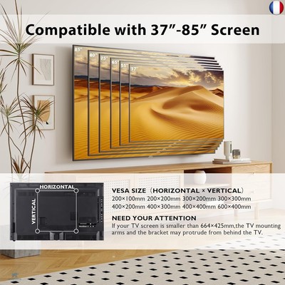 BONTEC Support Mural TV Pour Téléviseurs LCD LED Plasma Plats/Incurvé