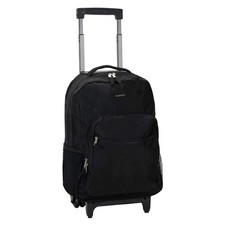 Double Handle Rolling Backpack, Black, 17-Inc...
