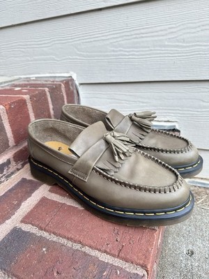 Dr. Martens Adrian YS Olive Carrara Leather Tassel Loafers Men's US 10