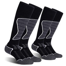 2/3 Pack Women's Ski Socks for Skiing Snowboarding Warm Medium Black dark Grey