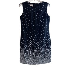 Talbots Petites Black Polka Dot Sleeveless Dress Elegant Party Cocktail