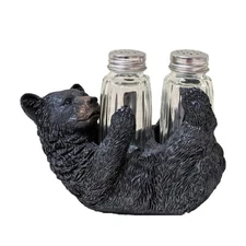 Rustic Black Bear Salt & Pepper Shaker Set – Lodge Cabin Wildlife Décor