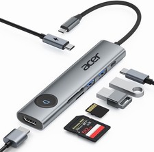 Image of acer USB C Hub, 7-in-1 USB C to HDMI Adapter 4K@60Hz, 2 * 5Gbps USB 3.0 & Type-C