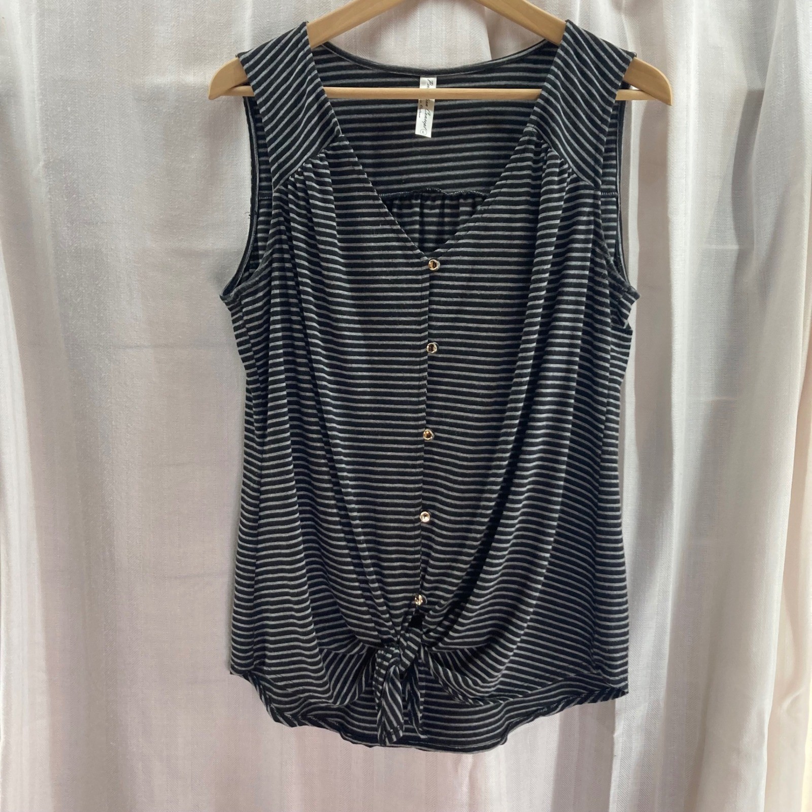 Per Seption Concept Striped Button Front Tie Wais… - image 1