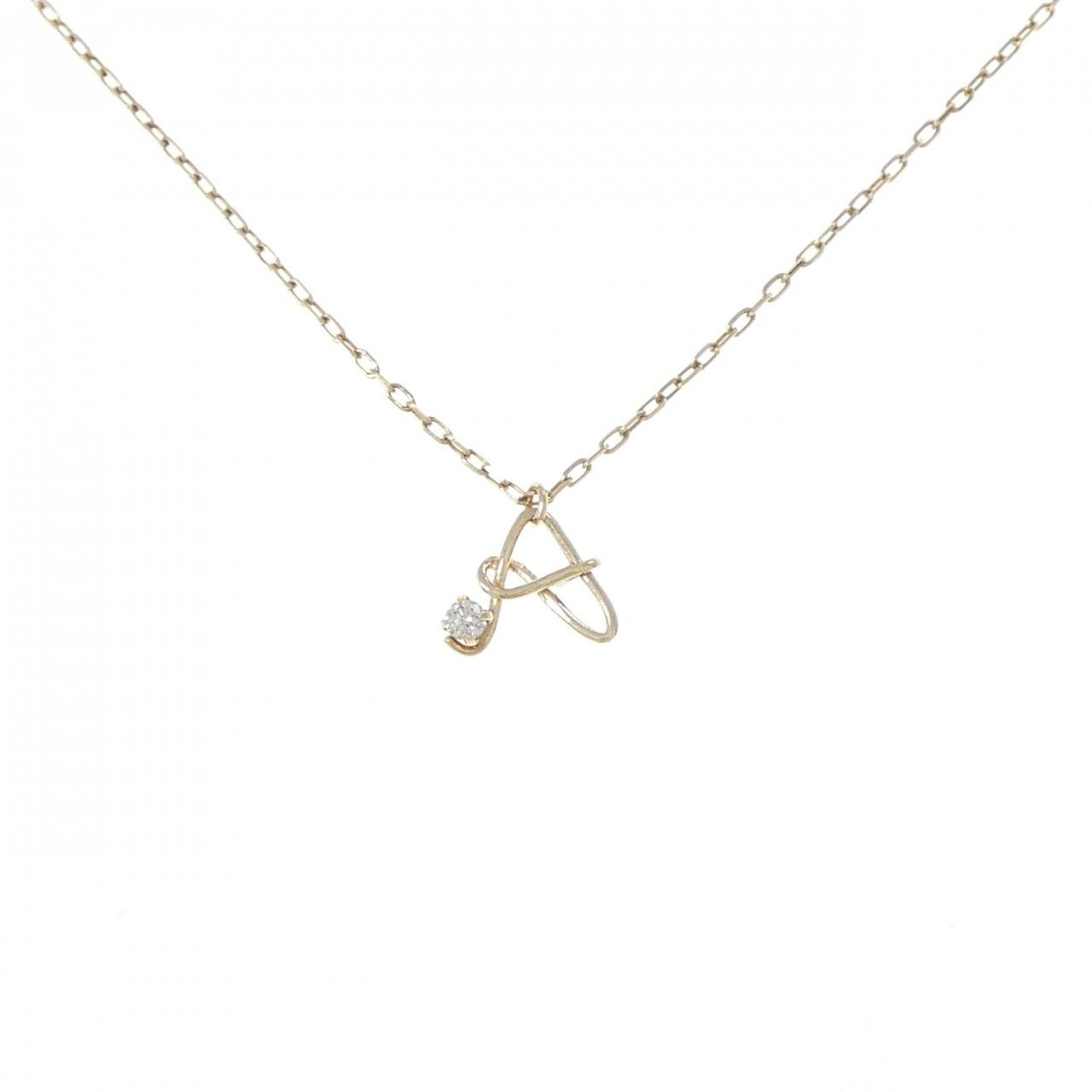 Authentic K10YG Initial A Diamond Necklace 0.02CT #246-000-449-1354