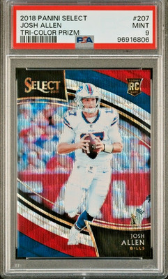 2018 Panini Select Josh Allen Field Level Tri-Color Prizm Rookie /99 PSA 9 Bills