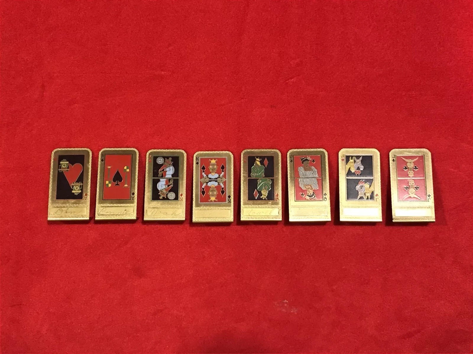 RARE VINTAGE METAL PLAYING CARDS PLACE CARDS BY VICBRIDGE SET OF 8