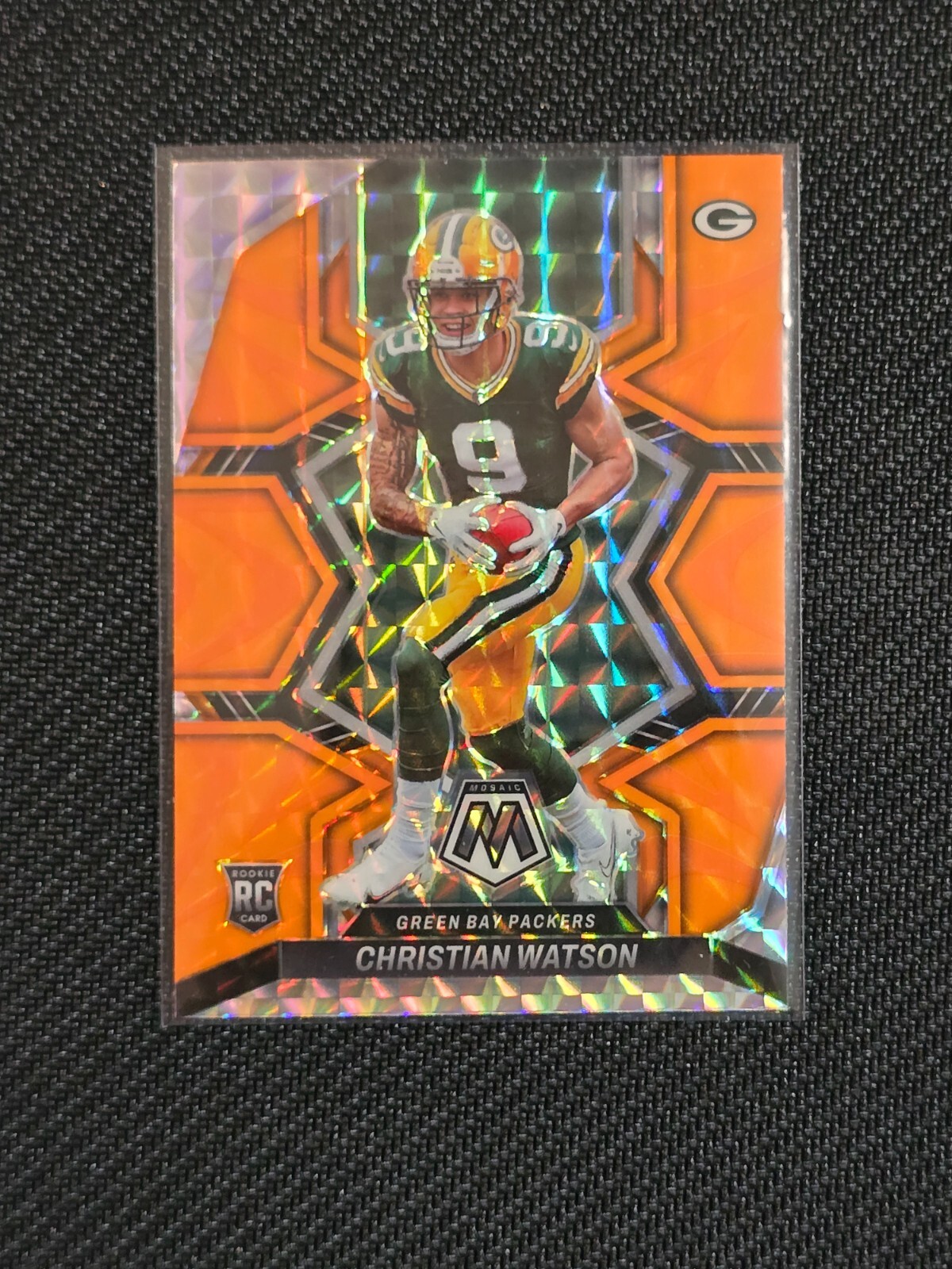 2022 Mosaic Christian Watson Orange Reactive #327 RC Rookie Card - Packers