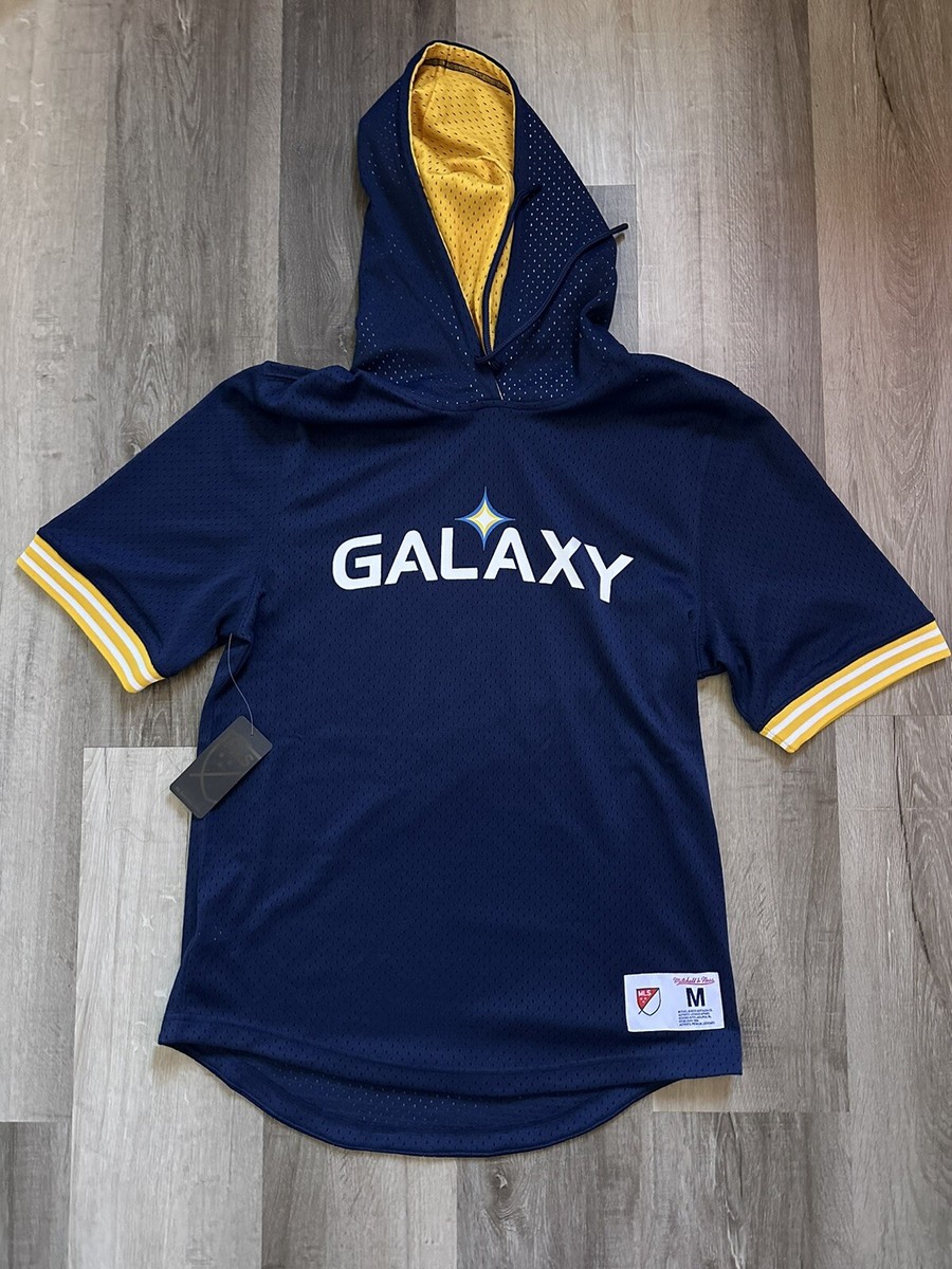 NWT Men's Mitchell Ness MLS LA Galaxy Unbeaten Short Sleeve Mesh