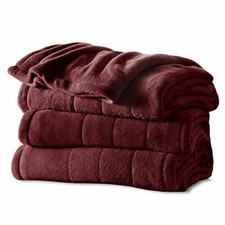 Sunbeam Heated Blanket  Microplush, 10 Heat Settings, Garnet, King - BSM9KKS...