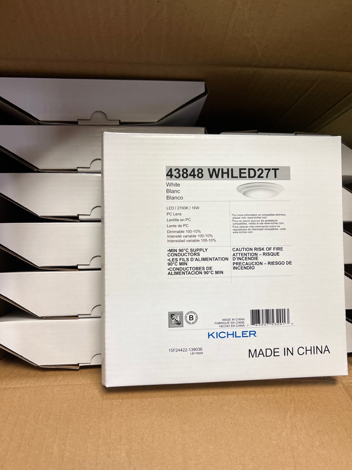 Box of 12 - Kichler 43848WHLED27T LED Flush Mount , White