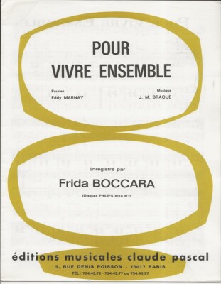Partition Eddy Marnay FRIDA BOCCARA - Pour vivre ensemble 1971 Music Sheet