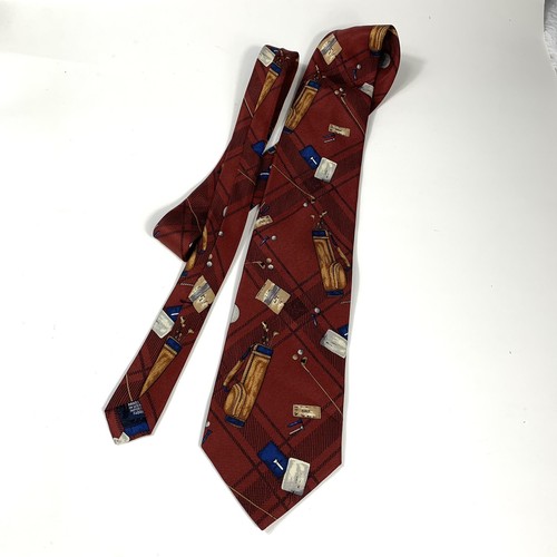 Lands End Mens Red Golf Novelty Silk Necktie Tie Made In USA - Picture 3 of 7