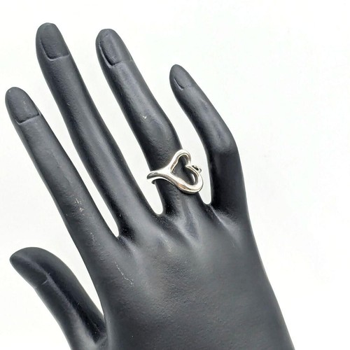 Tiffany & Co. Elsa Peretti 925 Sterling Silver Stencil Open Heart Ring 5 Used - Picture 10 of 11