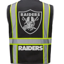 🦺 LAS VEGAS RAIDERS TWO TONE SAFETY VEST W/ POCKETS REFLECTIVE LOGO SIZE M-5XL
