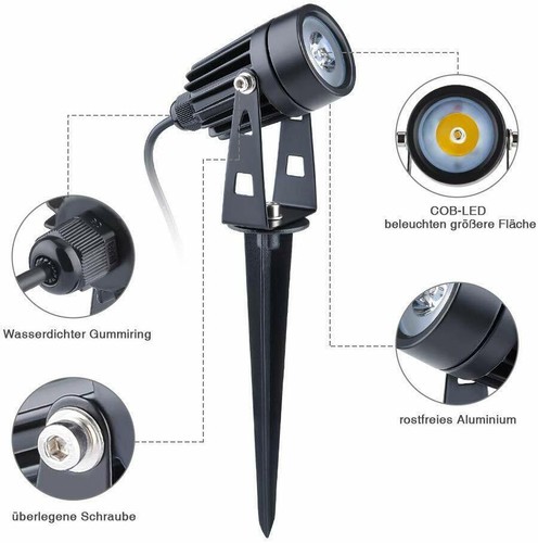 4er LED Gartenstrahler mit Erdspieß Gartenleuchte Außen Spotbeleuchtung Warmweiß - Bild 11 von 12